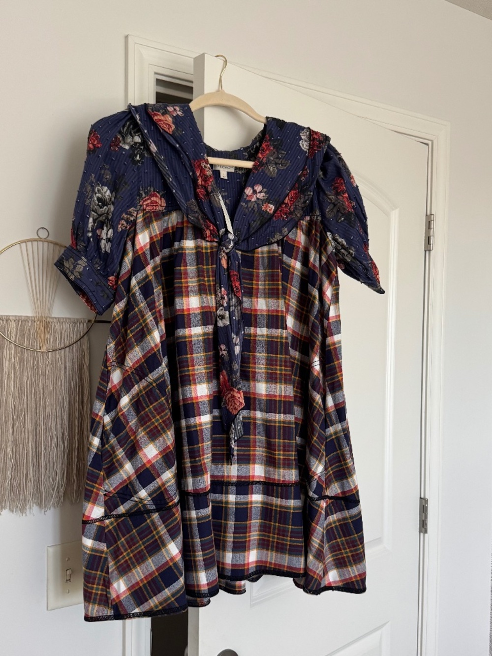 Anthro plaid babydoll dress